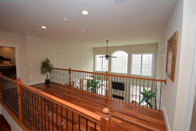 The view of the family room from the secondary bedrooms.