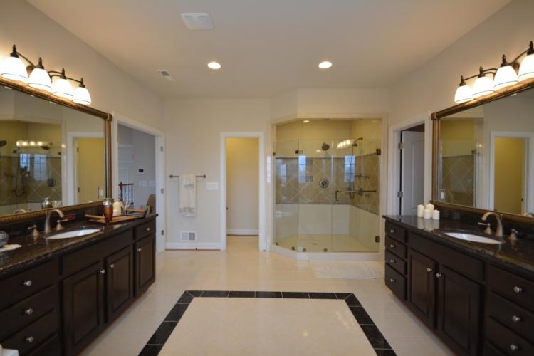 A reverse view of the owner's bathroom.