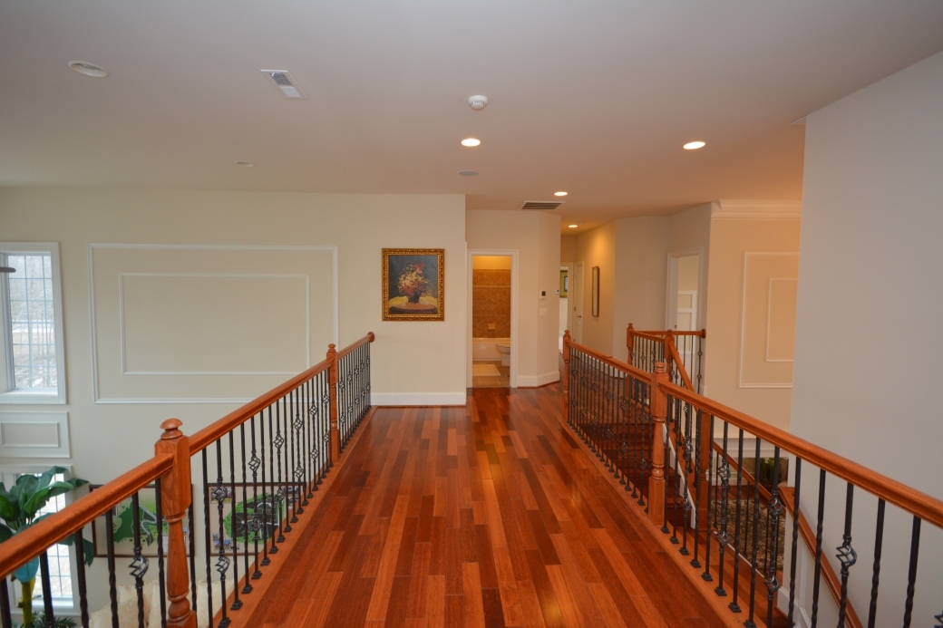 A reverse view of the second floor hallway.