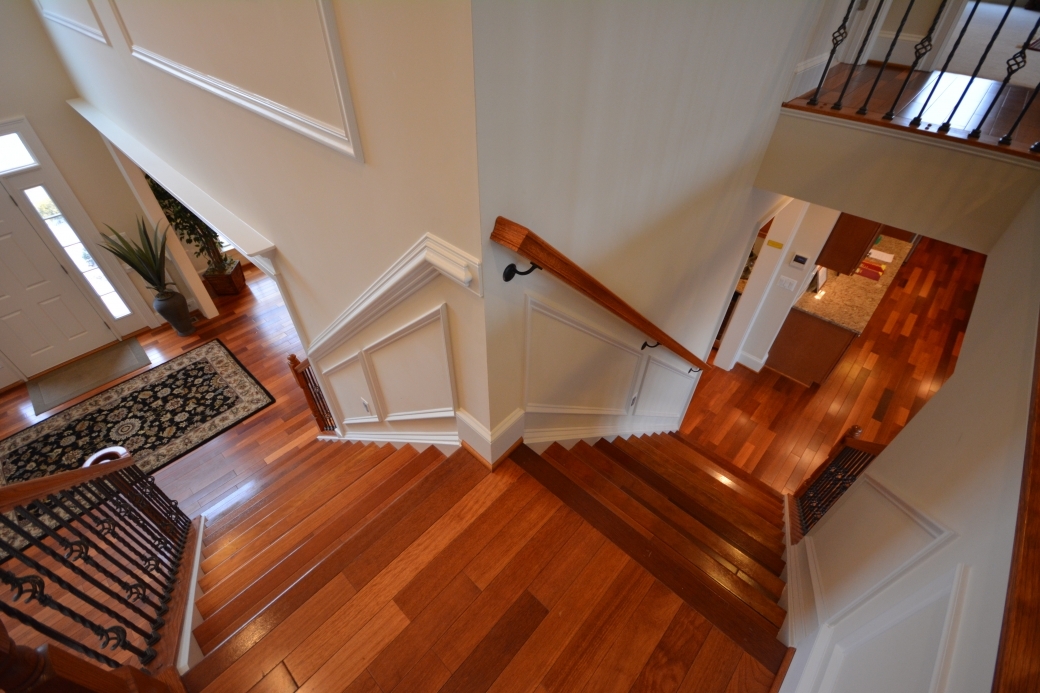 A view of the split stairway from the second floor.