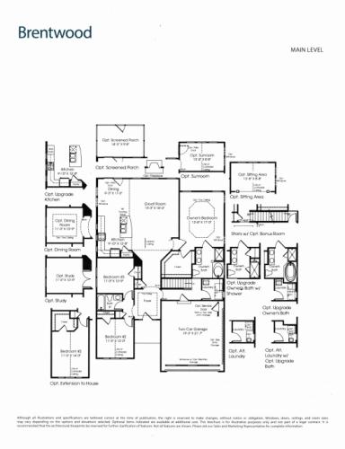 The Brentwood main level floor plan.