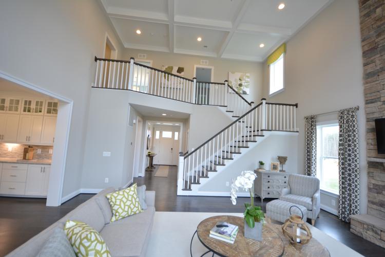The stairway leading to second level bedrooms.