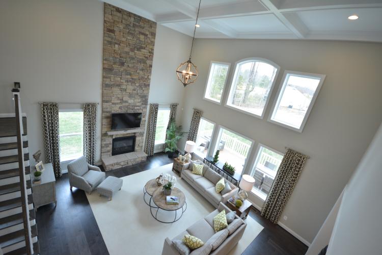 The view of the family room from the second level.