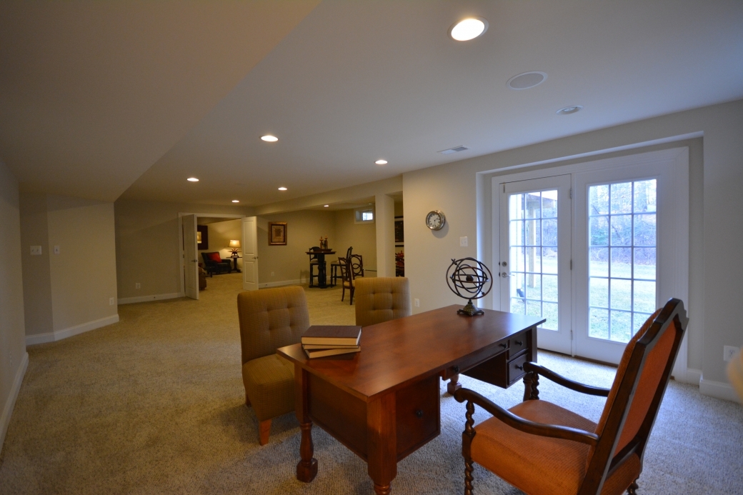 The basement recreation room with walkout exit.