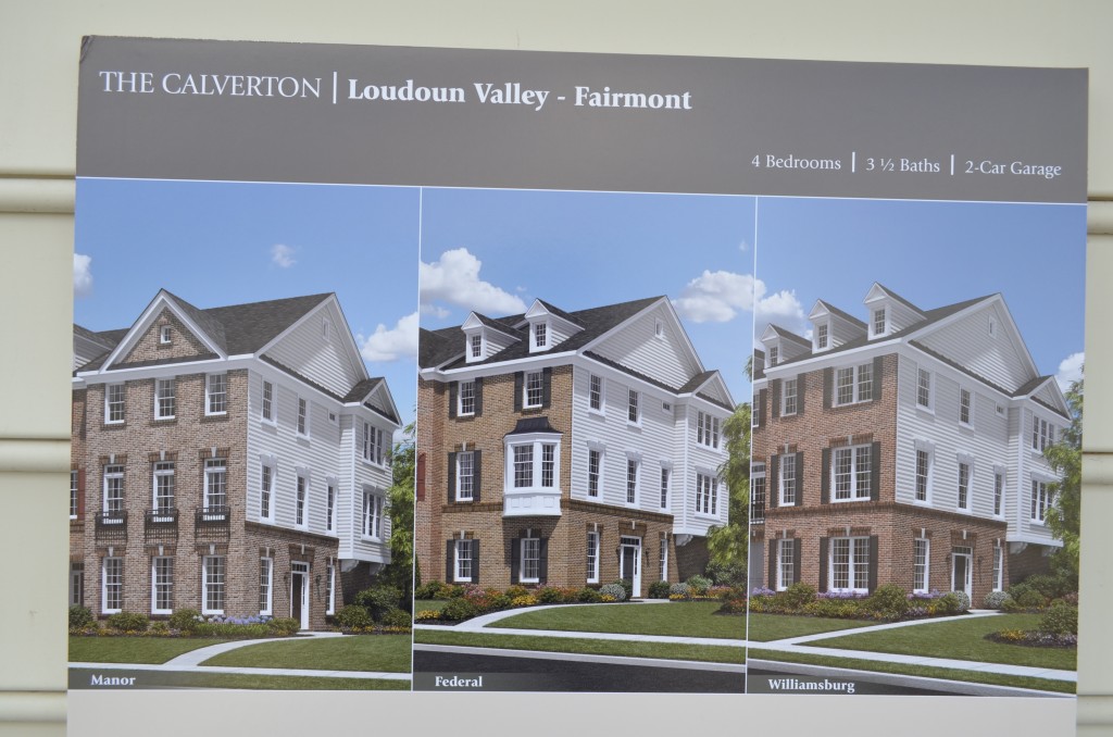 These are the elevations (Manor, Federal, and Williamsburg) of the Calverton town home by Toll Brothers in the Fairmont community of Loudoun Valley in Ashburn, Virginia (Loudoun County). Contact us at www.TheMoyersTeam.com for real estate service in this Toll Brothers community and surrounding subdivisions in Ashburn, Aldie, Brambleton, Centreville, Chantilly, and Dulles.