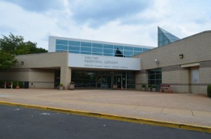 Chinn Park Regional Library is next to the Chinn Aquatics & Fitness Center in Woodbridge, Virginia