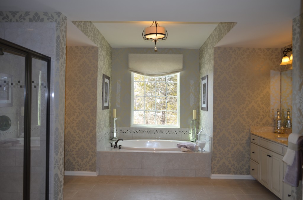 The Ellington owner's suite bathroom by Ryan Homes at Lake Estates subdivision in Stafford County.