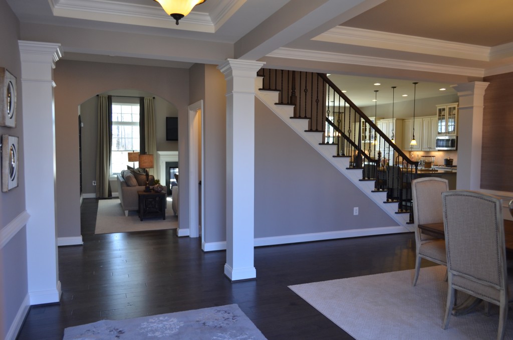 The Ellington foyer and dining room by Ryan Homes at Lake Estates subdivision in Stafford County.