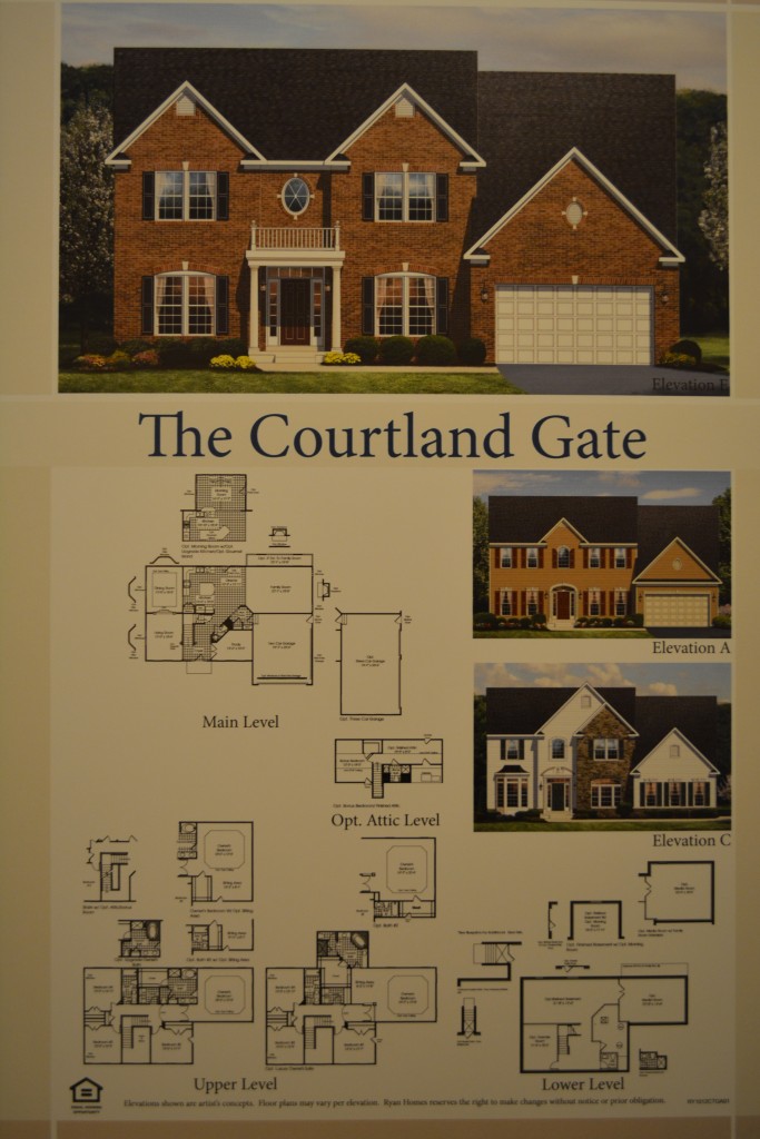The Courtland Gate single family home floor plan and available elevations by Ryan Homes.