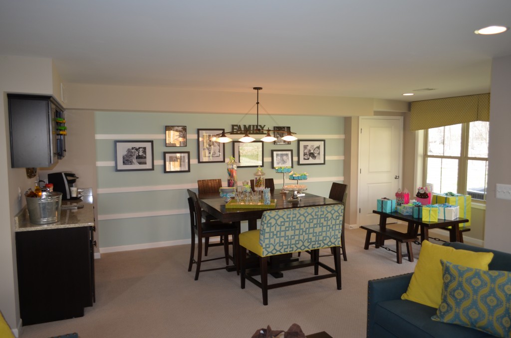 The recreation room in the Manor Paxton town home by Winchester Homes. This townhouse is at the Glenmere and Emerald Ridge communities at Brambleton.