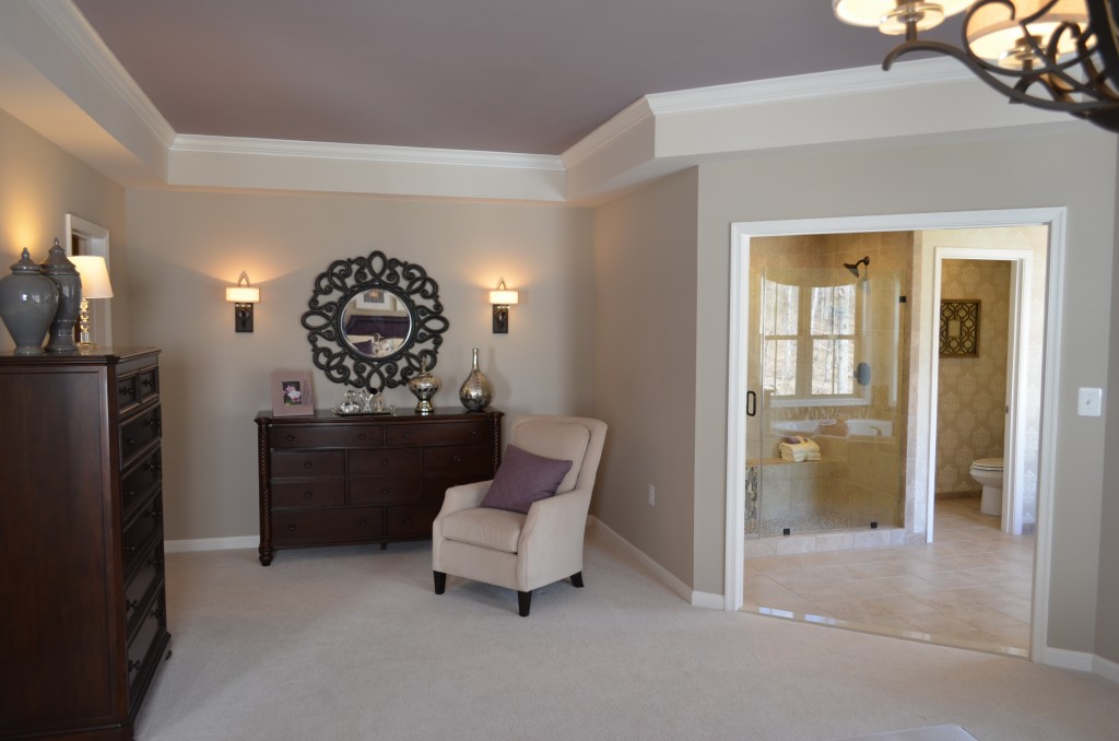 This is the master bedroom in the Manor Paxton town home by Winchester Homes. This townhouse is at the Glenmere and Emerald Ridge communities at Brambleton.