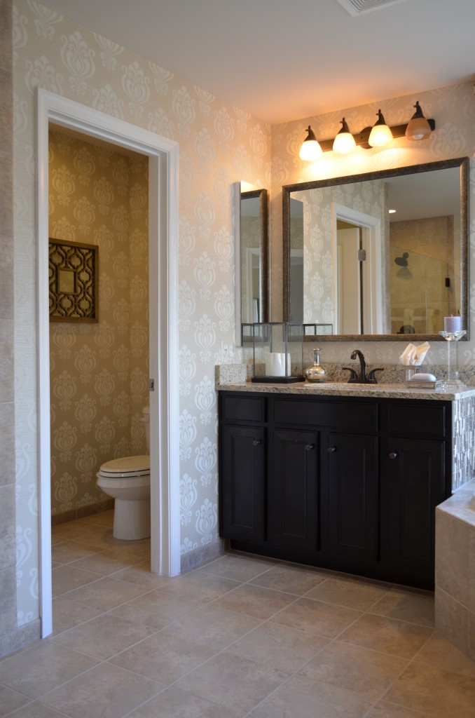 The master bathroom in the Manor Paxton town home by Winchester Homes. This townhouse is at the Glenmere and Emerald Ridge communities at Brambleton.