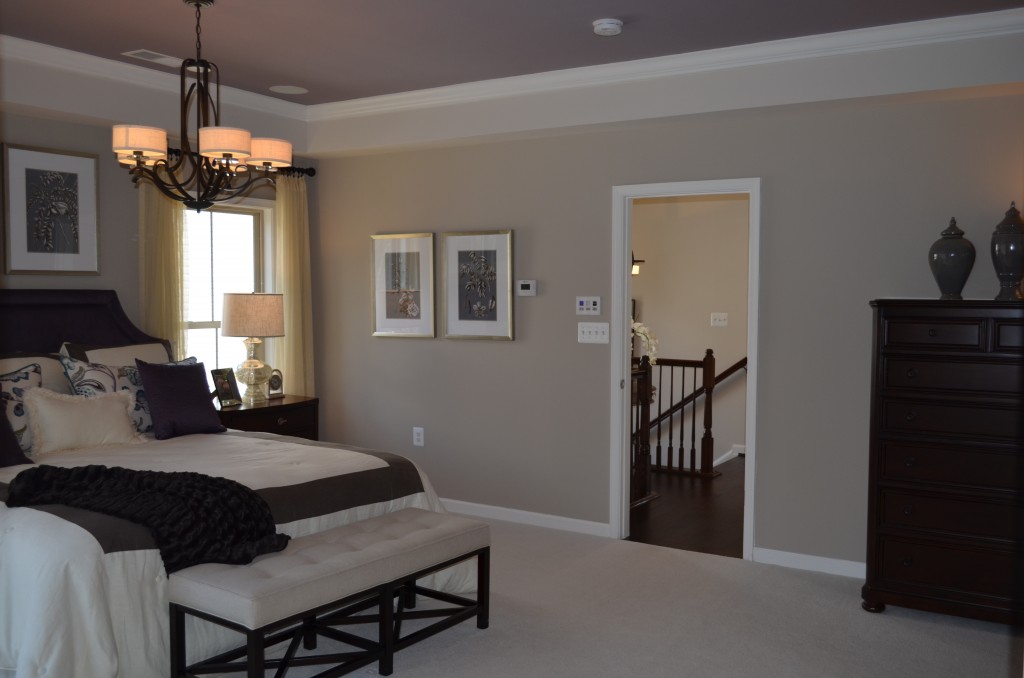 The master bedroom in the Manor Paxton town home by Winchester Homes. This townhouse is at the Glenmere and Emerald Ridge communities at Brambleton.
