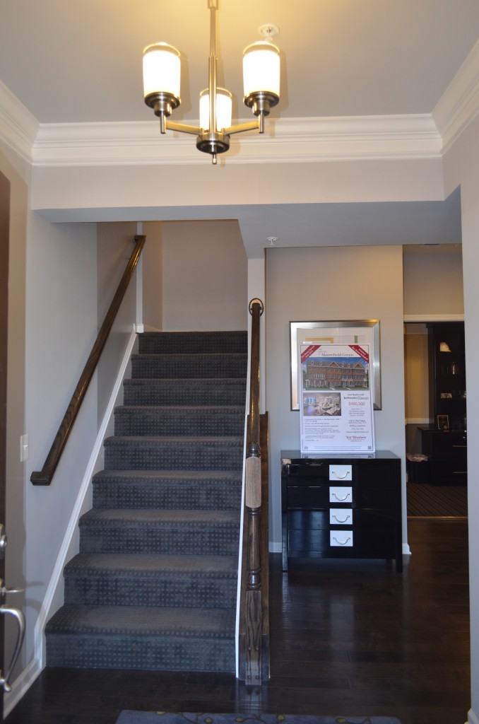 The lower level entry in the Bethesda luxury townhouse by Toll Brothers in the Manors at Moorefield Green in Ashburn, Virginia.