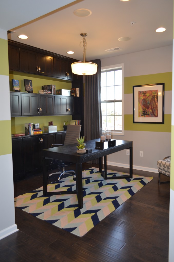 The lower level office in the Bethesda luxury townhouse by Toll Brothers in the Manors at Moorefield Green in Ashburn, Virginia.