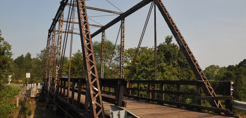 The wrought iron steel truss bridge on Aden Road in Nokesville, Virginia (Prince William County).