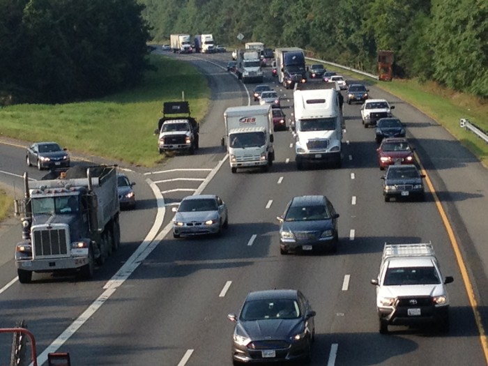The view of Interstate 95 north bound traffic at Garrisonville Road (Route 630) in Stafford County.