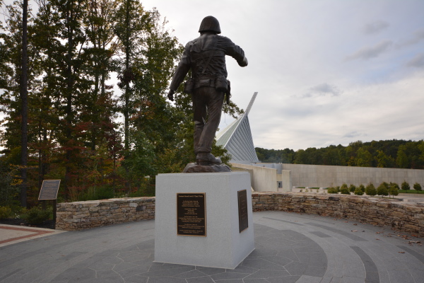 This sculpture was created by Terry Jones of Jones Sculptures, Inc. (Pennsylvania). He led Marines in 19 campaigns from Haiti and Nicaragua through the Korean War, receiving 53 decorations including 5 Navy Crosses, Distinguished Service Cross, Silver Star, and Bronze Star.