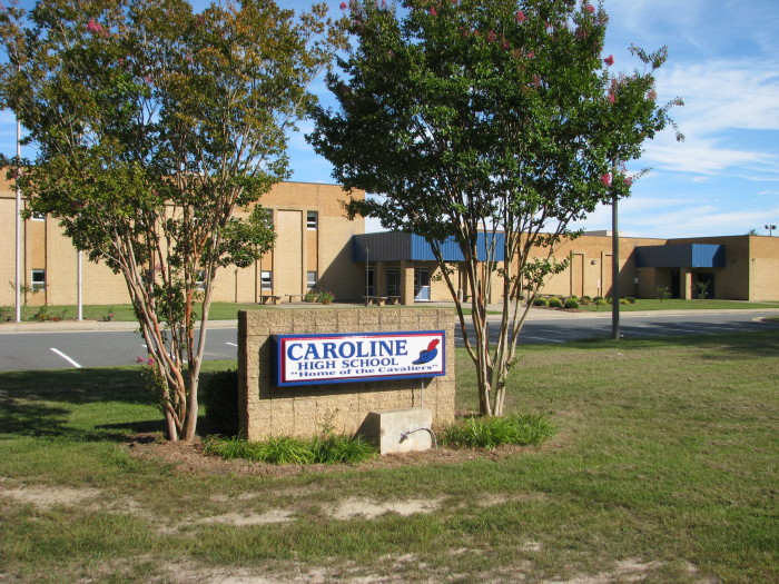 Caroline High School is fully accredited with 80% reading proficiency, 73% math proficiency, and 8% participation in advanced placement courses.